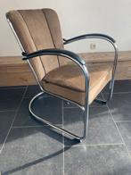 Gispen 412 fauteuil, chroom nieuwe ribstof zandkleurig, Huis en Inrichting, Fauteuils, Design, 75 tot 100 cm, Zo goed als nieuw