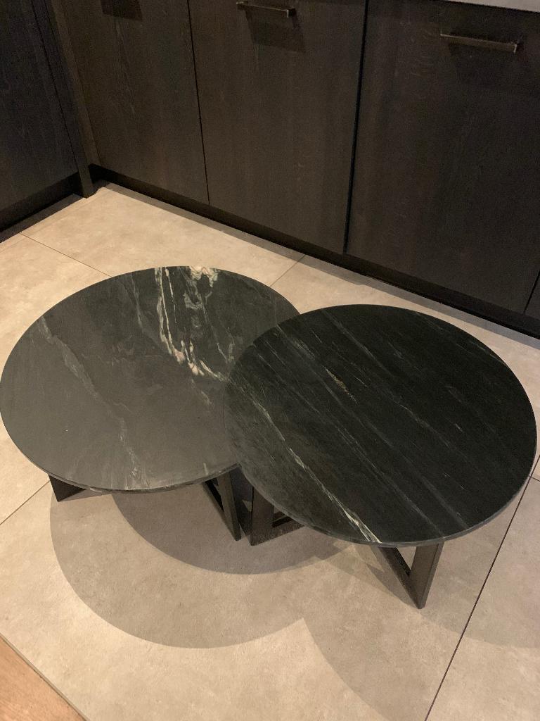 Marmeren salontafels, Huis en Inrichting, Tafels | Salontafels, Ophalen, 50 tot 100 cm, Rond, 50 tot 100 cm