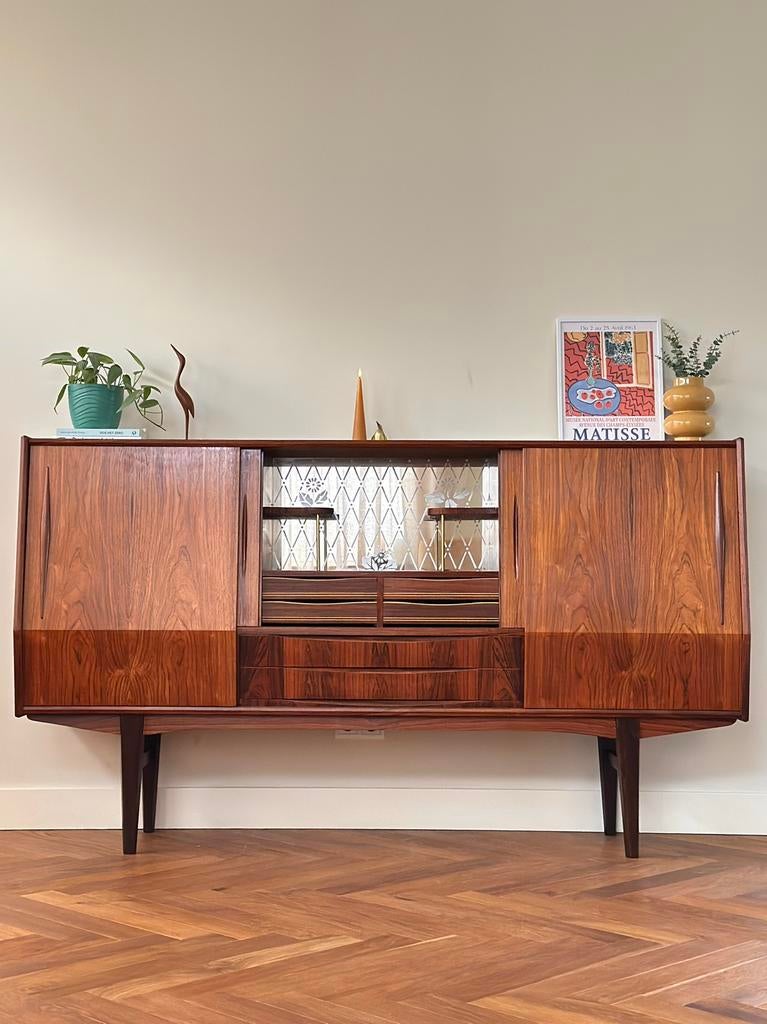 Vintage wandmeubel Deens design E.W. Bach hout jaren 50/60, Ophalen, Gebruikt, Met deur(en), 100 tot 150 cm