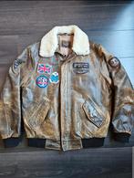 Pall Mall American Classic leren jas met patches maat L, Maat 52/54 (L), Bruin, Pall Mall PME Legend, Ophalen of Verzenden