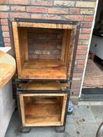 Set van 2 mango houten kubus bijzettafels, Minder dan 55 cm, Gebruikt, Vierkant, Hout