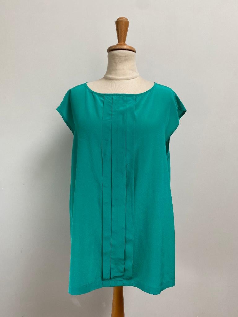 Groen zijden top van Ted baker maat 4, Maat 38/40 (M), Verzenden, Zo goed als nieuw, Zonder mouw