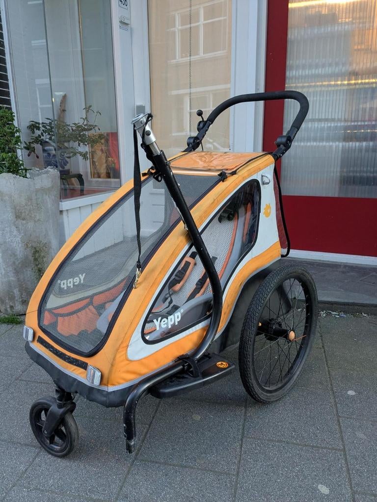 Yepp fietskar fietsaanhanger enkel kind, Ophalen, Opvouwbaar, Zo goed als nieuw, Thule Yepp