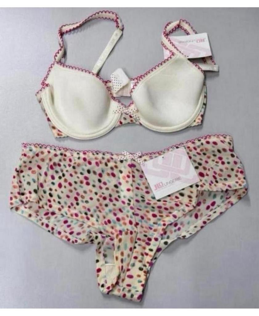 Jennifer Lopez JLO Lingerie creme roze beugelbh broekje 32B, Kleding | Dames, Ophalen of Verzenden, Setje, H, H