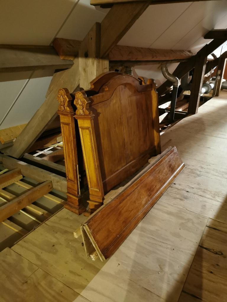 bed-twijfelaar, Huis en Inrichting, Slaapkamer | Bedden, Gebruikt, Bruin, Twijfelaar, 120 cm