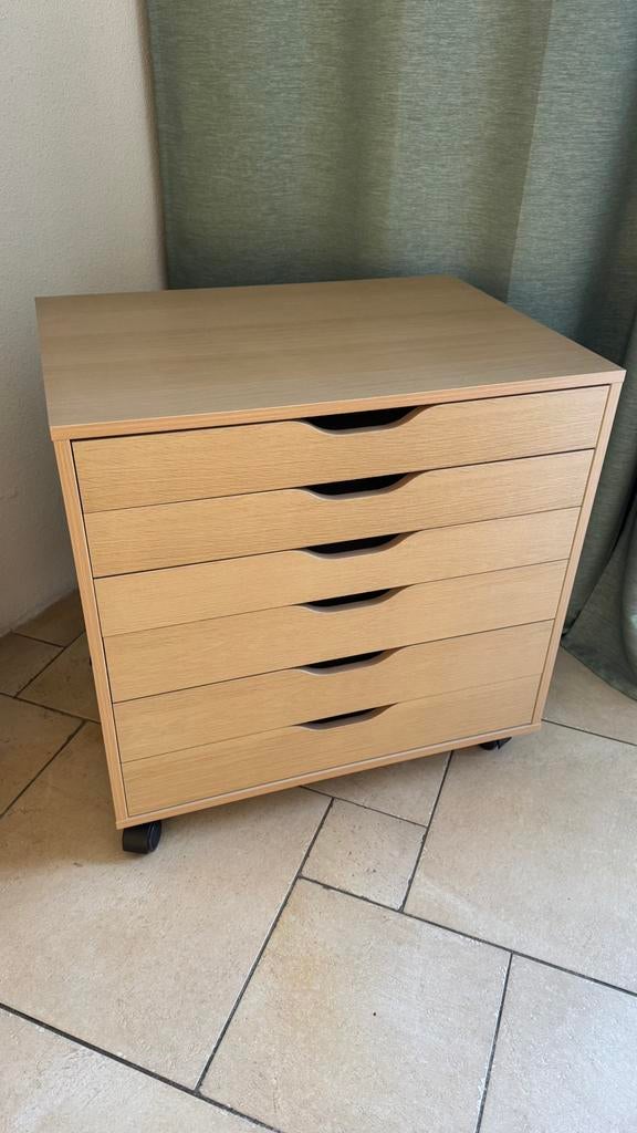 IKEA Alex Ladeblok op wielen (67x66 cm), Huis en Inrichting, Ophalen, Minder dan 50 cm, 5 laden of meer, Eikenhout