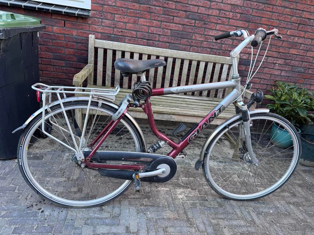 Giant Canberra herenfiets maat L (59), Fietsen en Brommers, Fietsen | Heren | Herenfietsen, Gebruikt, Velgrem, Versnellingen, 57 tot 61 cm