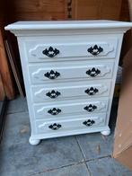 Wit geschilderd kastje met 5 lades, Ophalen, Minder dan 50 cm, Gebruikt, 5 laden of meer