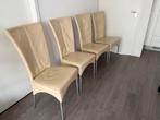 4 Trendy Eetkamerstoelen | Leer | Ivoor Wit, Ophalen, Gebruikt, Wit, Leer