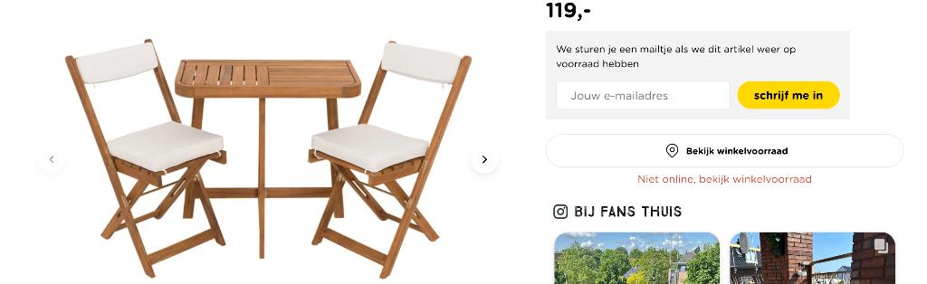 Balkon/tuinset, Gebruikt, Bijzettafel, Tuinset, Hout
