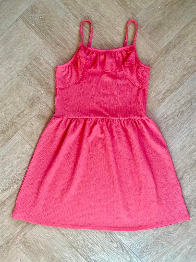 Zomerse roze jurk met spaghettibandjes maat 134, Verzenden, Zo goed als nieuw, Meisje, Jurk of Rok