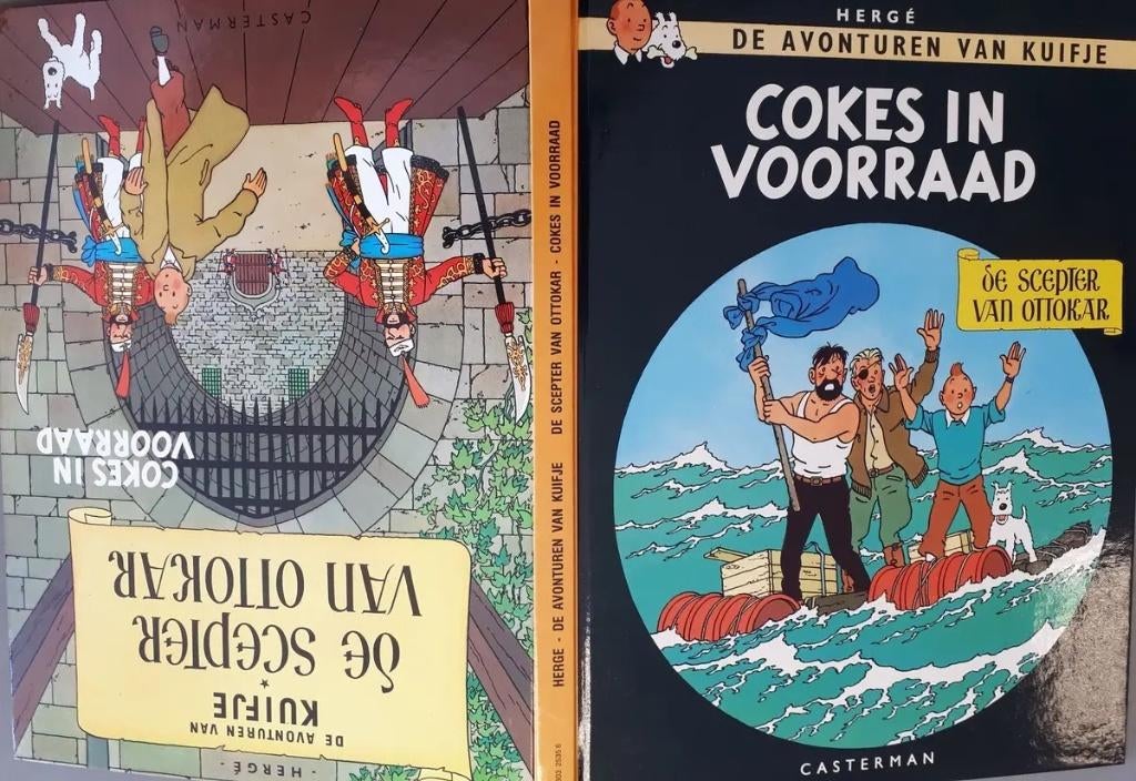 Dubbelalbum Kuifje Cokes in voorraad/De scepter van Ottokar, Eén stripboek, Verzenden, Gelezen