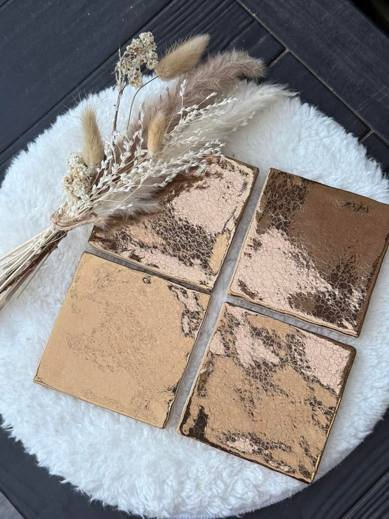 Keramiek tegeltjes 10x10 roze en goud, Nieuw, Minder dan 20 cm, Minder dan 5 m², Wandtegels