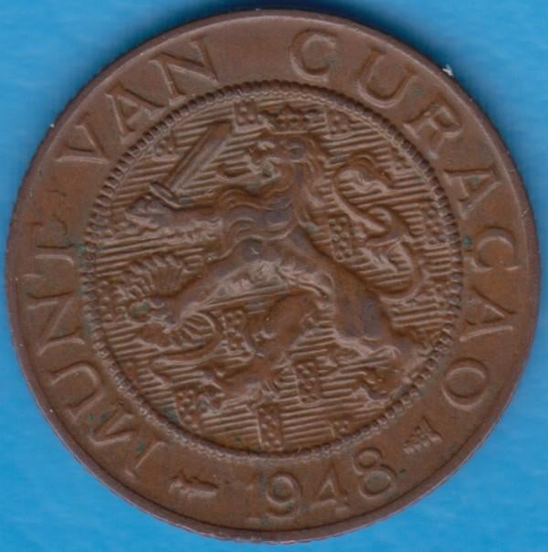 Curaçao 2,5 cent 1948 Wilhelmina in munthouder, Scho. 1341, Ophalen of Verzenden, Koningin Wilhelmina, Overige waardes, Losse munt