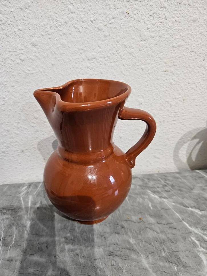 Vintage Aardewerken Kan - Bruin Geglazuurd, Antiek en Kunst, Antiek | Vazen, Ophalen of Verzenden