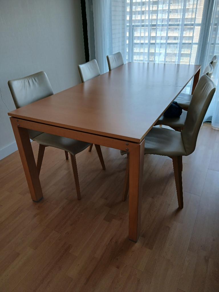 beuken uitschuifbare eettafel, Ophalen, Gebruikt, 200 cm of meer, 50 tot 100 cm