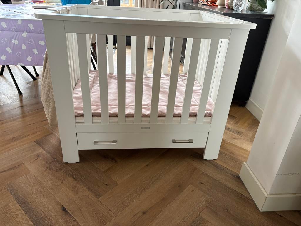 Witte box met lade 80X100 cm, Kinderen en Baby's, Boxen, Ophalen, Gebruikt, Rechthoekig, In hoogte verstelbaar
