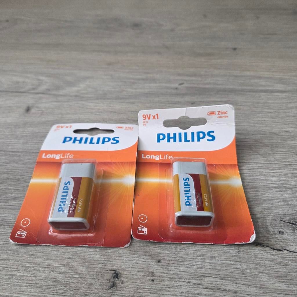 Nieuwe Philips LongLife 9V batterijen (2 stuks), Ophalen, Nieuw