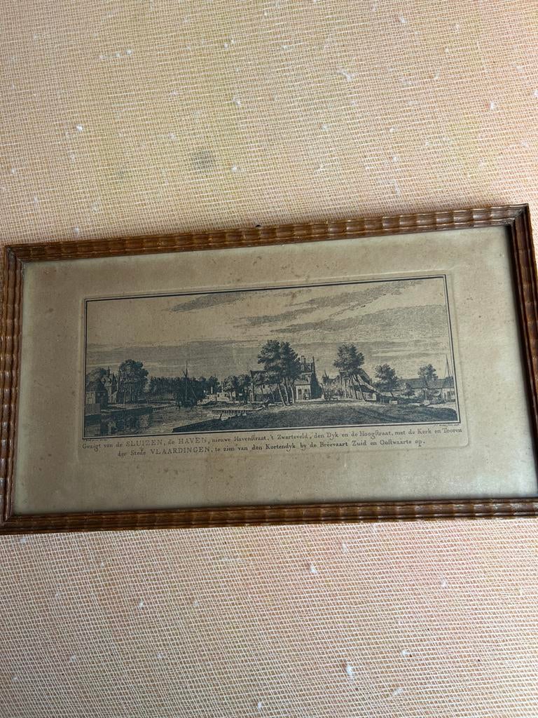 6 Gravures van Vlaardingen 30x18 cm., Antiek en Kunst, Ophalen, 1800 - 1899, Stadsgezicht, Gravure