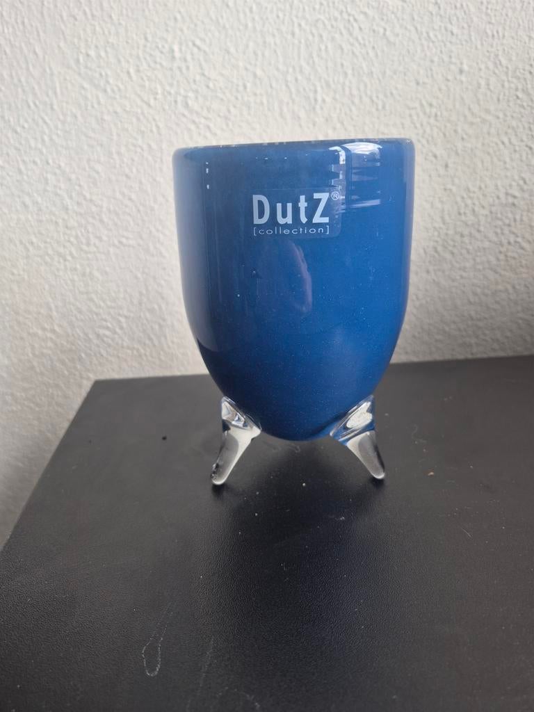 DutZ ! collection vaas blauw glas geblazen design, Antiek en Kunst, Ophalen of Verzenden
