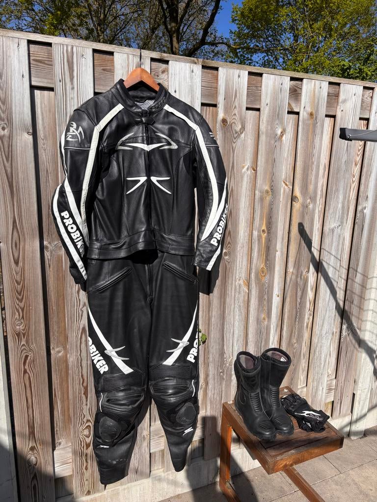 Compleet dames motorpak (jas 42, broek 44) incl. laarzen en, Ophalen, Tweedehands, Dames, Jas | leer