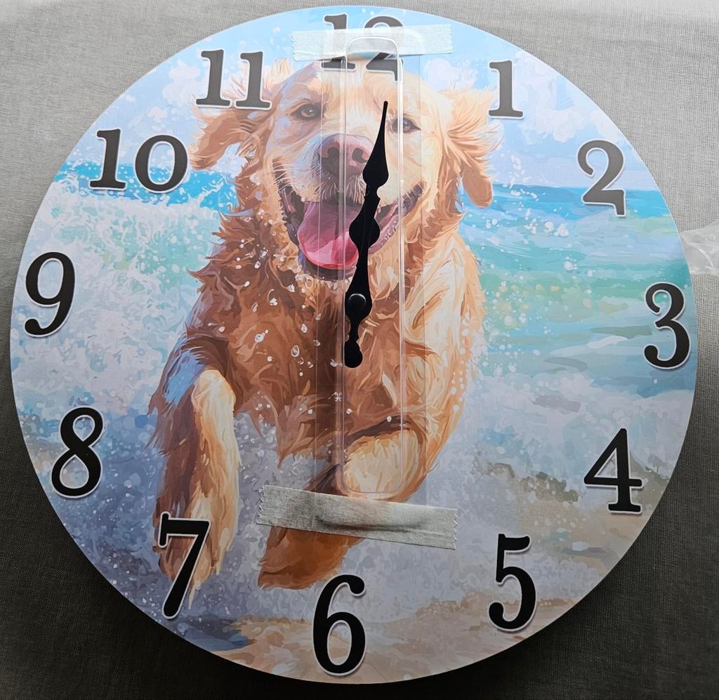 Golden Retriever klok, Kinderen en Baby's, Kinderkamer | Inrichting en Decoratie, Ophalen of Verzenden, Nieuw, Klok