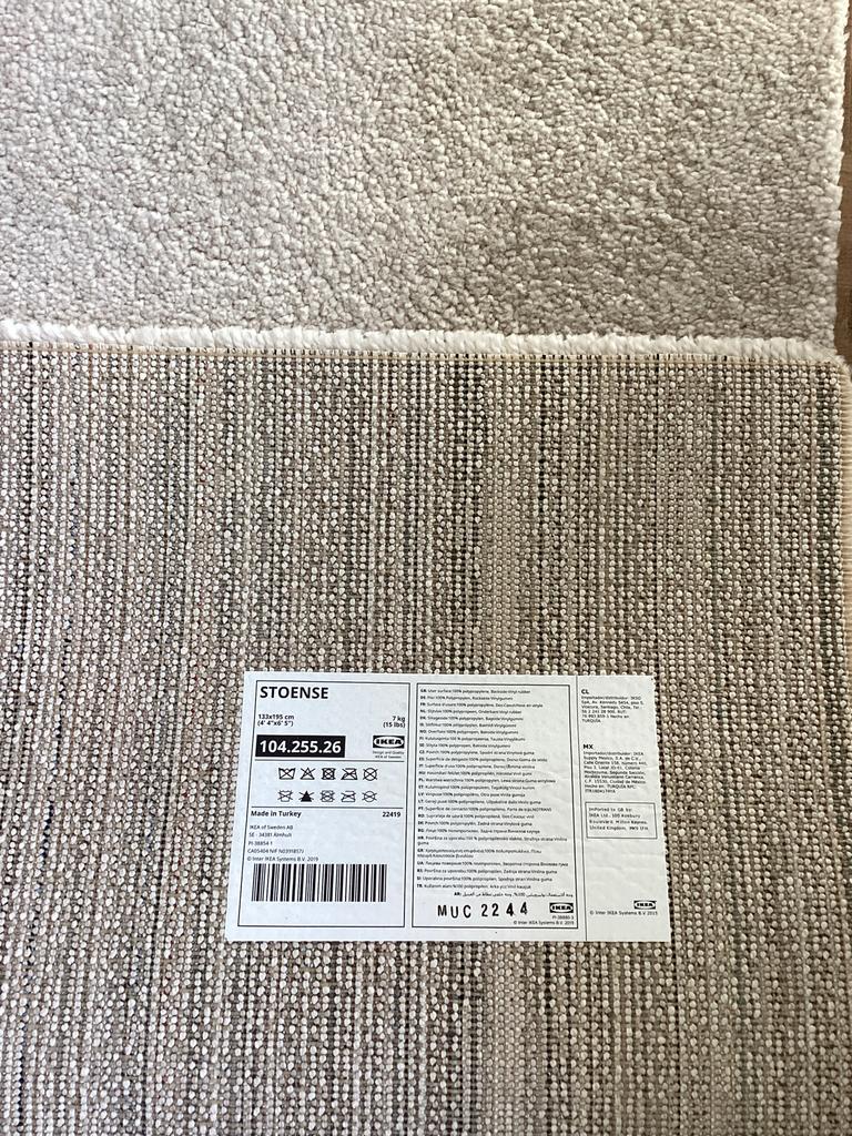 IKEA Stoense vloerkleed ecru 1.33 x 1.95, Huis en Inrichting, Ophalen, 100 tot 150 cm, Nieuw, Crème
