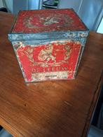 Antieke blikken koekjestrommel 'De Leeuw' Lion Brand, Verzamelen, Blikken, Ophalen of Verzenden