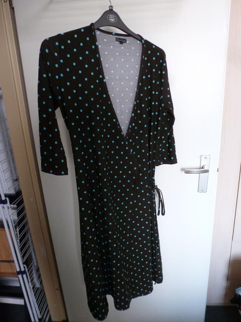 NIEUW king louie POLKA DOT wikkel jurk 42 -GRATIS zend, Bruin, Verzenden, Maat 42/44 (L), Nieuw