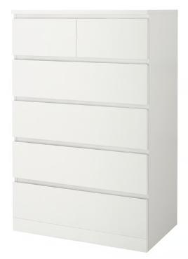 MALM Ladekast 6 lades, wit, 80x123 cm, Huis en Inrichting, Kasten | Ladekasten, Ophalen, Gebruikt, 5 laden of meer, 100 tot 150 cm