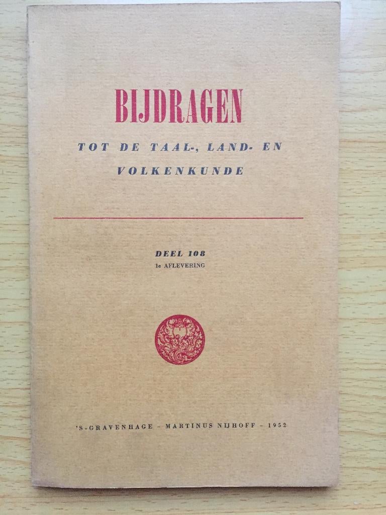 Bijdragen tot de Taal-, Land en Volkenkunde dl 108-1, 1952, Ophalen of Verzenden, Gelezen, Diverse auteurs