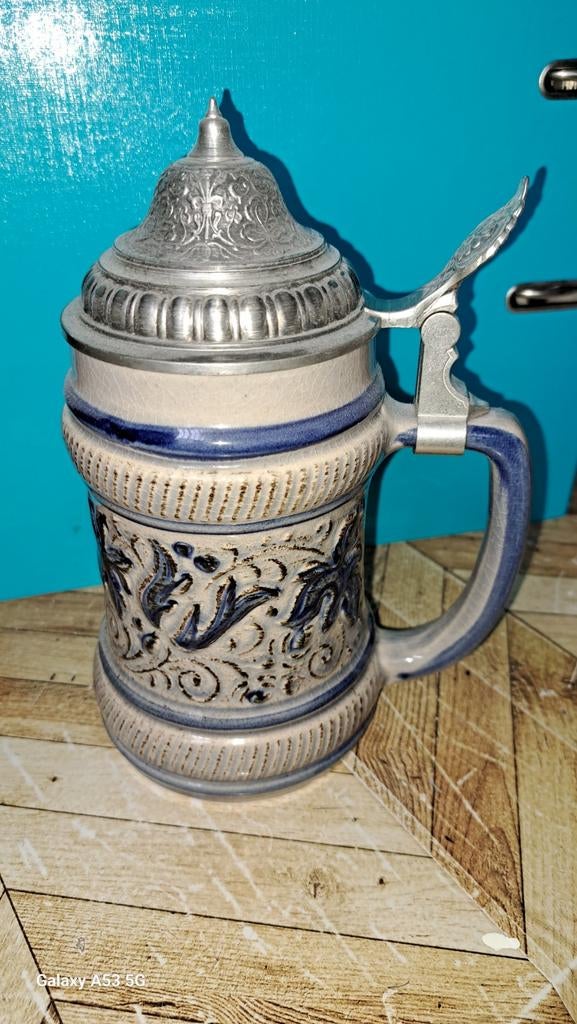 Originel stenen duitse bierpul  hand geschilderd, Verzamelen, Ophalen, Pul(len), Overige merken