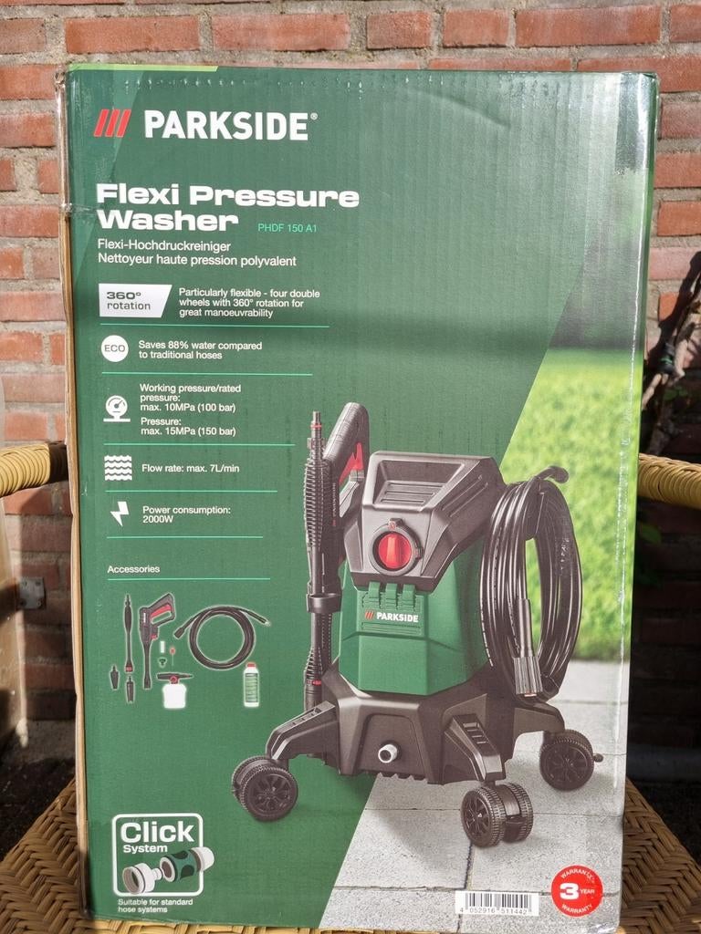 PARKSIDE Hogedrukreiniger 150 bar - Nieuw in doos, Tuin en Terras, Hogedrukreinigers, Nieuw, Ophalen of Verzenden, Met regelbare waterdruk