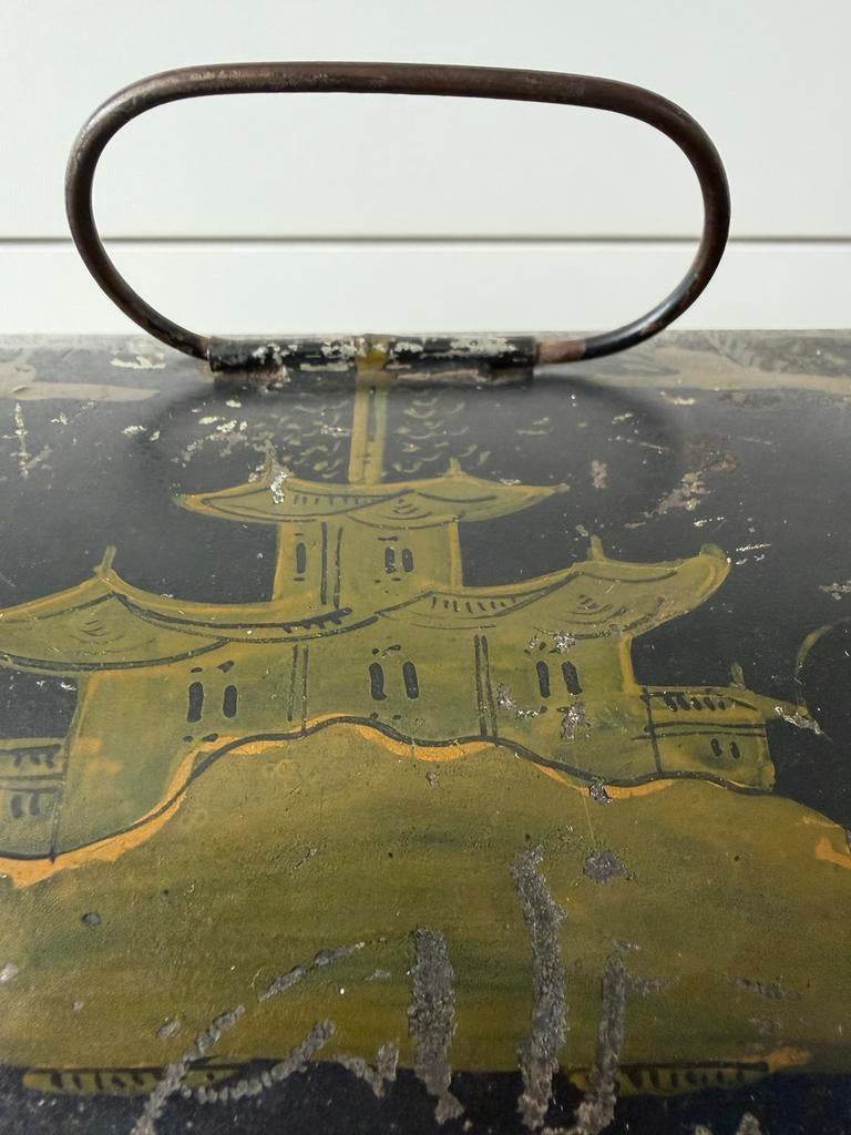 Vintage Toleware Blik / Kistje – Pagode Decor**zeldzaam**, Ophalen of Verzenden