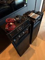 Complete PA set: Skytec, Behringer, Gemsound 2000W dual 15”, Ophalen, Gebruikt, 1000 watt of meer, P.A.