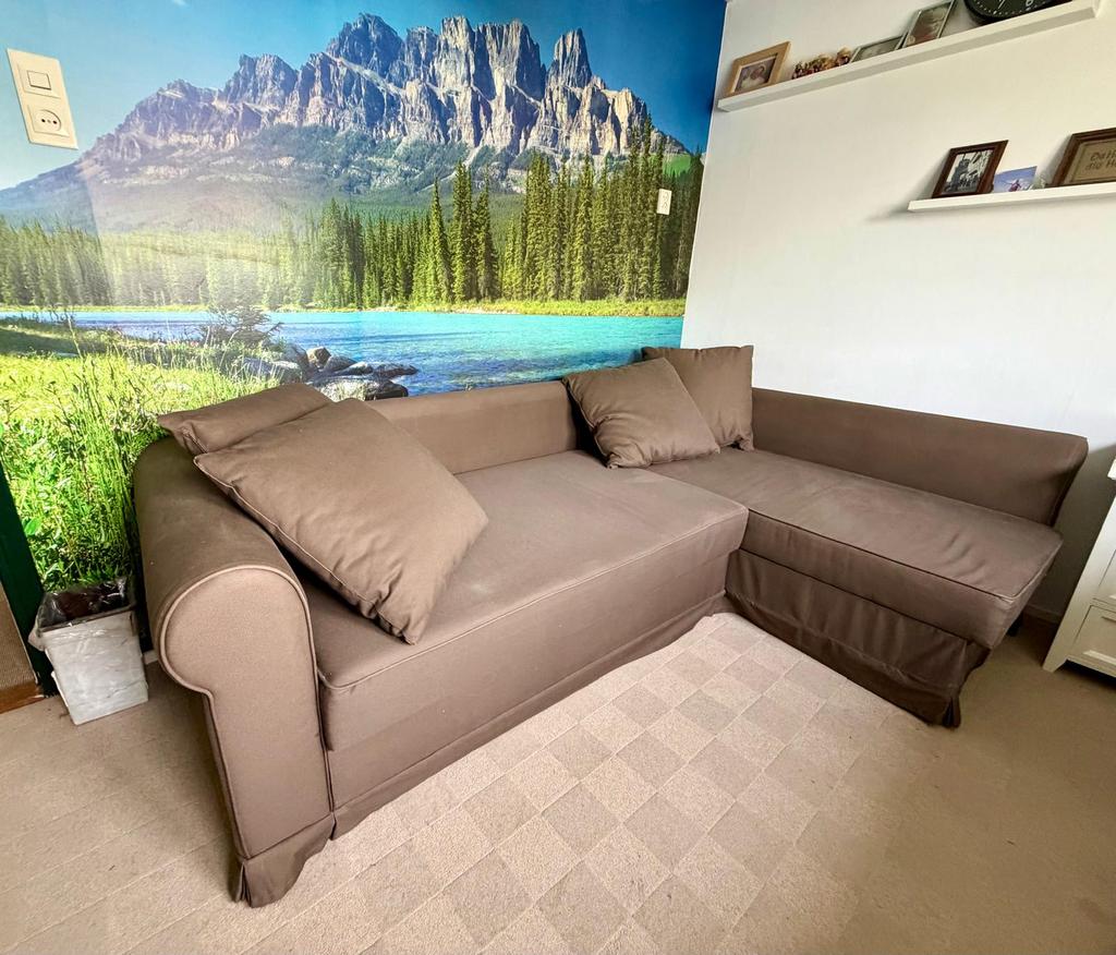 IKEA zit-slaapbank MOHADA met opbergruimte, Ophalen, Hoekbank, Tweepersoons, 75 tot 100 cm