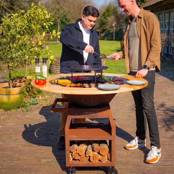 Plancha BBQ grill Maestro 80 Cortenstaal Nieuw buitenkeuken, Tuin en Terras, Houtskoolbarbecues, Nieuw, Met accessoires, Ophalen of Verzenden