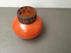 Vintage Oranje bloemensteker  met metalen rooster, Ophalen of Verzenden