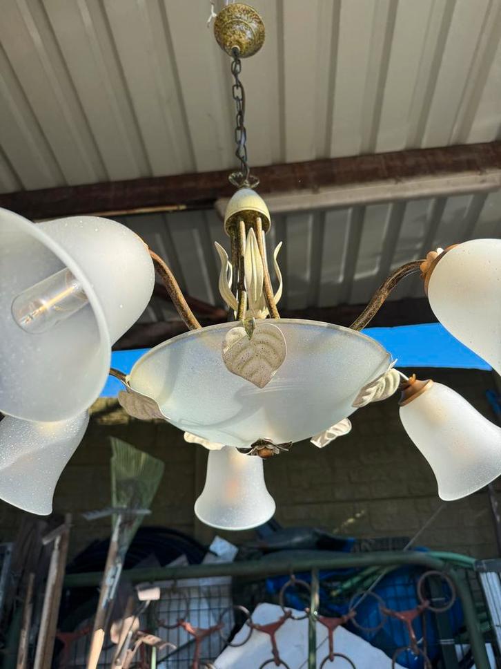 Mooie hanglamp met glazen kappen, Huis en Inrichting, Lampen | Hanglampen, Gebruikt, Minder dan 50 cm, Glas, Ophalen