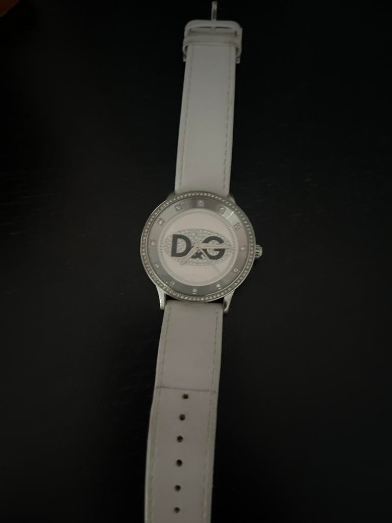 D&G horloge met witte band, Ophalen of Verzenden, Gebruikt, Overige typen