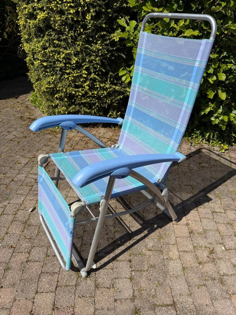 Lallemand Verstelbare Camping/Tuin ligstoel, Lichtgewicht., Tuin en Terras, Ligbedden, Ophalen, Gebruikt, Aluminium, Verstelbaar