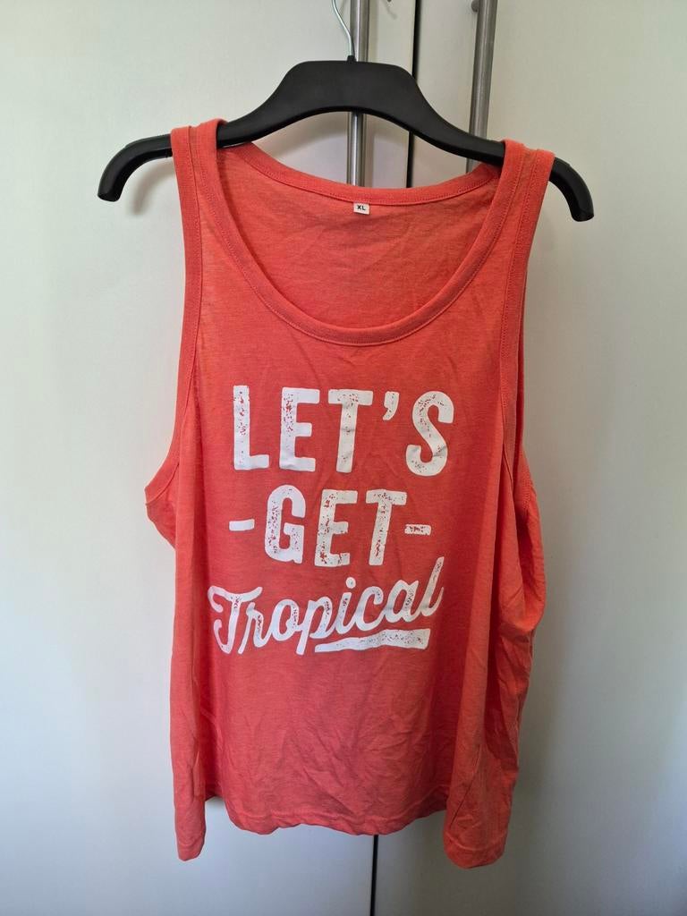 Oranje tanktop met 'Let's Get Tropical' opdruk, Kleding | Dames, Tops, Maat 46/48 (XL) of groter, Oranje, Ophalen of Verzenden
