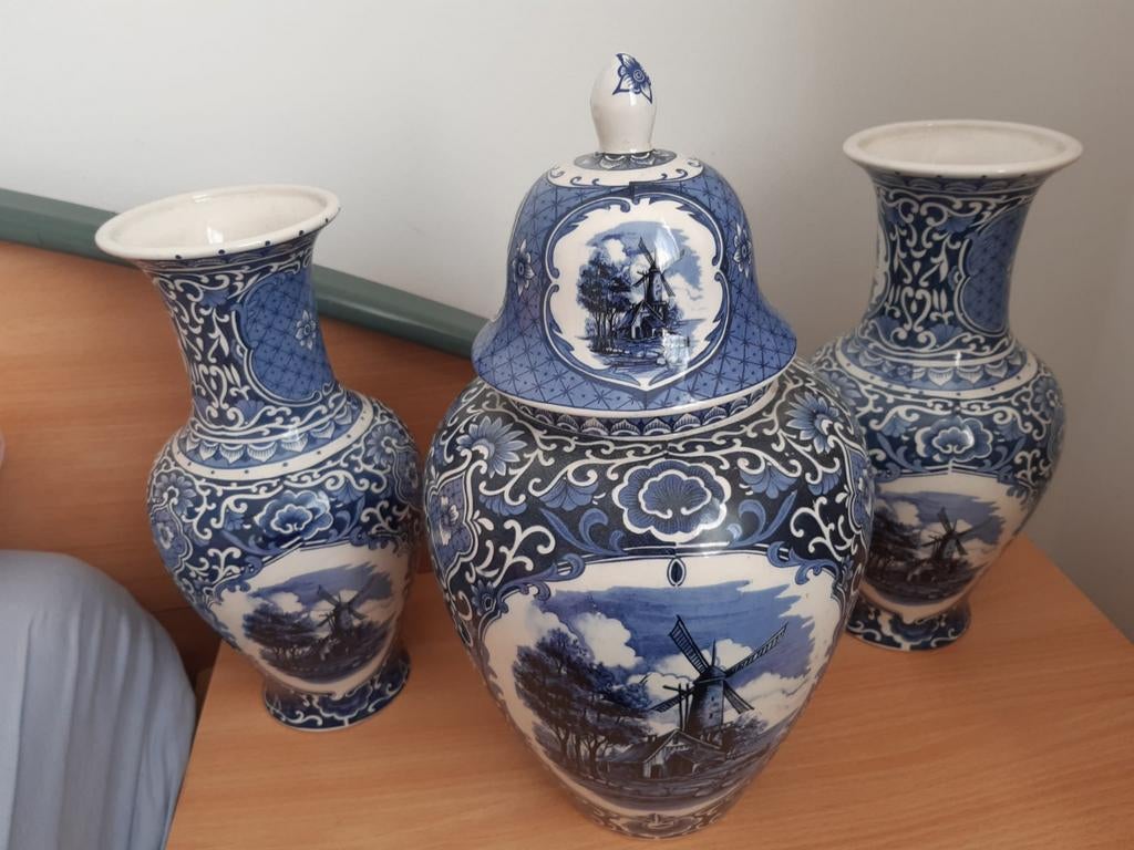 Set vazen "kaststel", Ophalen, Overige kleuren, Minder dan 50 cm, Glas