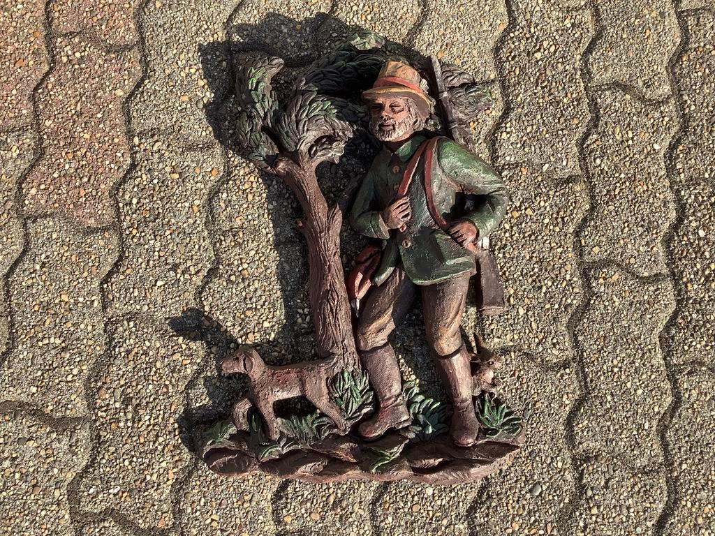 Jachtornament plaquette muurdecoratie jager geweer jachthond, Ophalen of Verzenden