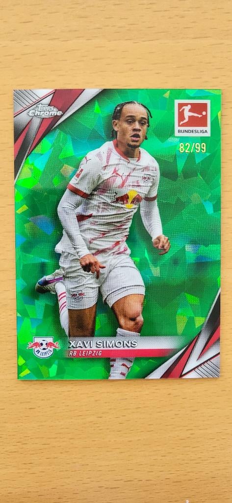 2024 Topps Chrome Bundesliga Xavi Simons /99 Leipzig, Verzenden, Zo goed als nieuw, Plaatje