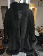 Zwarte Suède vossen bont jas, Verzenden, Zo goed als nieuw, Zwart