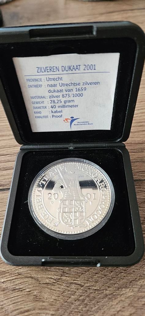 Zilveren Dukaat 2001 Utrecht proof in orginele doosje, Koningin Beatrix, Zilver, Losse munt, Overige waardes