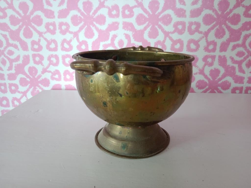 antieke messing plantenbak met handvaten, Verzamelen, Poppenhuizen en Toebehoren, Ophalen of Verzenden, Gebruikt, Decoratie