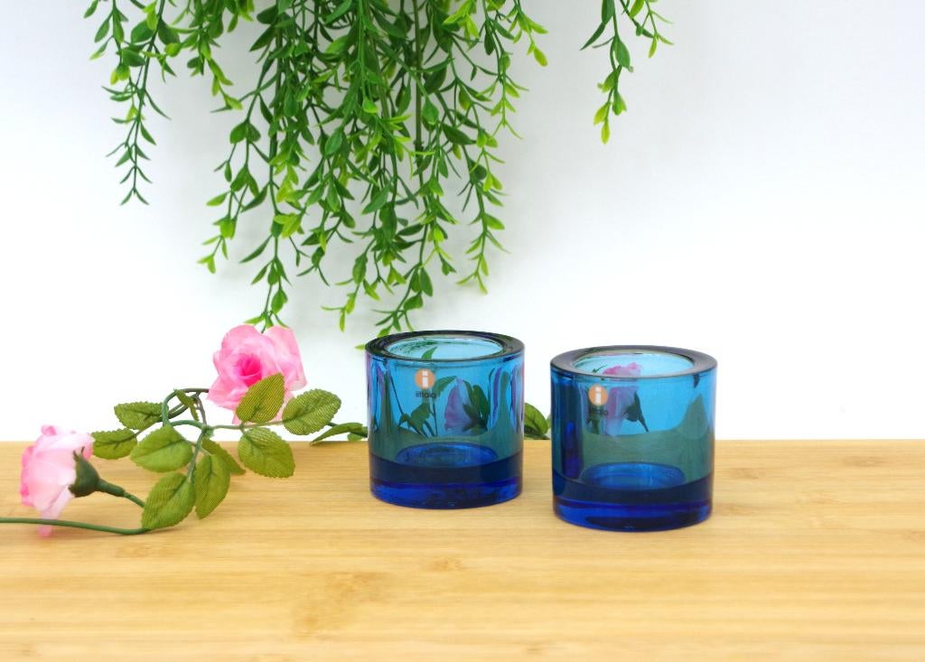 IIttala - Heikki Orvola - 2 Kivi kandelaars - Marimekko, Overige materialen, Gebruikt, Blauw, Ophalen of Verzenden
