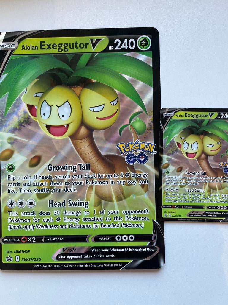 Grote Alolan Exeggutor V Pokémon kaart - in goede staat, Ophalen of Verzenden, Zo goed als nieuw, Losse kaart, Foil